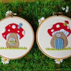 Toadstool House Appliqued Hoops
