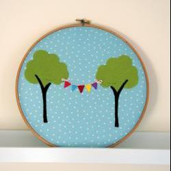 Tree and Bunting Applique Hoop